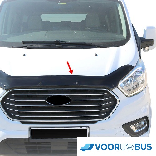 OMAC Motorkap, deflector steenslagbescherming, compatibel met Ford Transit Tourneo Custom 2013-2018, zwarte insectenbescherming, motorkap, framebeschermingsfolie, masker, auto-accessoires